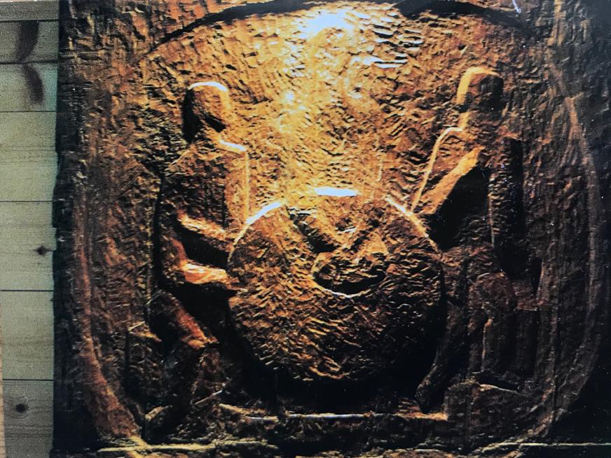 Pierre De Grauw Bas Relief En Bois 1980 Emmaus