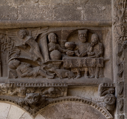 Lazare et le riche, portail sud de l'église Saint-Pierre, Moissac